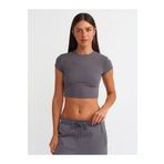 Dilvin 30936 Vücuda Oturan Crop Top-Füme