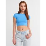 Dilvin 30936 Vücuda Oturan Crop Top-Mavi