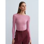 Dilvin 32122 Kayık Yaka Modal Kaşmir Ultra Hafif Bluz-Gül - Gül Rengi - 40