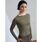Dilvin 32122 Kayık Yaka Modal Kaşmir Ultra Hafif Bluz-Haki - 36
