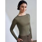 Dilvin 32122 Kayık Yaka Modal Kaşmir Ultra Hafif Bluz-Haki - 38