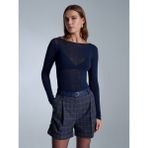Dilvin 32122 Kayık Yaka Modal Kaşmir Ultra Hafif Bluz-Lacivert - 40
