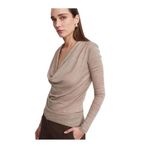 Dilvin 32595 Degaje Yaka Yün Bluz Vizon, 38, 101A32595, Vizon M., Kadın