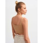 Dilvin 3540 Camel Kadın Askılı Crop Top