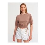 Dilvin 3790 Vizon Yanı Bağcıklı Tshirt
