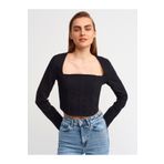 Dilvin 50138 101A50138 Sırt Dekolteli Kare Yaka Top Bluz