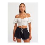Dilvin 50163 Balon Kollu Ekru Crop