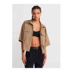 Dilvin 50495 Oversize Cepli Gömlek-Camel