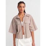 Dilvin 50495 Oversize Cepli Gömlek-Kahve - 36