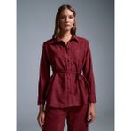 Dilvin 50518 Kemerli Süet Gömlek-Bordo - 40