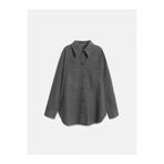 Dilvin 50537 Örme Oversize Gömlek-Gri