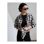 Dilvin 50538 Yün Karışımlı Oversize Gömlek-Gri