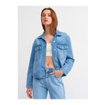 Dilvin 50719 Cepli Denim Gömlek-Mavi