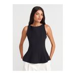 Dilvin 50856 Kayık Yaka Peplum Bluz-Siyah