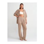 Dilvin 70159 Ajurlu Astarlı Triko Pantolon-Bej