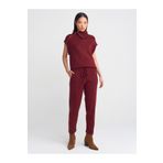Dilvin 70166 Beli Lastikli Bağcıklı Triko Pantolon-Bordo M.