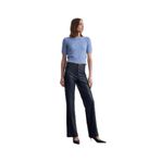 Dilvin 72237 Suni Deri Çan Paça Pantolon-, 38, 101A72237, Lacivert, Kadın