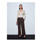 Dilvin 72252 Dikiş Detaylı Süet Görünümlü Pantolon-, 36, 101A72252, Kahve, Kadın
