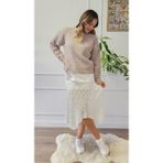 Dilvin 80428 Dantel Midi Etek - Ekru