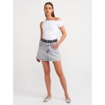 Dilvin 80565 Çift Renkli Mini Denim Etek-Gri - 34