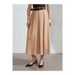 Dilvin 81074 Kemerli Pileli Midi Etek-Camel
