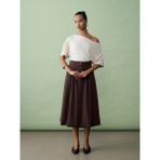 Dilvin 81075 Kemerli Balon Midi Etek-Kahve - 36