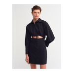 Dilvin 90316 Siyah Pencere Detaylı Gömlek Elbise