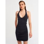 Dilvin 90322 Boyundan Bağlamalı Büzgülü Elbise