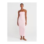 Dilvin 91368 Straplez Midi Elbise-Toz Pembe