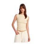 Dilvin Açık Sarı Büzgülü Basic T-shirt, 38, 101A21054, Açık Sarı, Kadın