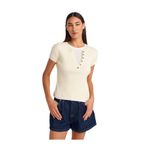 Dilvin Açık Sarı Çift Katlı Düğmeli T-shirt, 36, 101A31783, Açık Sarı, Kadın