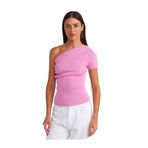 Dilvin Asimetrik Drapeli Triko Bluz, Standart, 101A10597, Pembe, Kadın