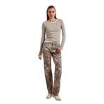 Dilvin Batik Desenli Denim Pantolon, 38, 101A72067, Haki, Kadın
