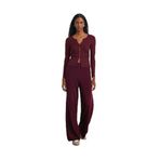 Dilvin Beli Lastikli Yünlü Triko Pantolon, Standart, 101A70163, Bordo Melanj, Kadın