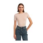 Dilvin Bisiklet Yaka Basic T-shirt, 36, 101A30747, Bej, Kadın