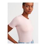 Dilvin Bisiklet Yaka Basic T-shirt, 36, 101A30747, Pudra, Kadın