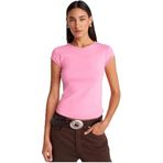 Dilvin Bisiklet Yaka Basic T-shirt, 36, 101A31779, Pembe, Kadın