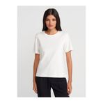 Dilvin Bisiklet Yaka Basic T-Shirt, 40, 101A31763, Ekru, Kadın