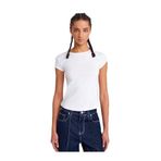 Dilvin Bisiklet Yaka Basic T-shirt, 40, 101A31779, Beyaz, Kadın