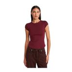 Dilvin Bisiklet Yaka Basic T-shirt Açık Bordo, 36, 101A31779, Açık Bordo, Kadın