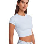 Dilvin Bisiklet Yaka Crop T-shirt, 38, 101A31810, Açık Mavi, Kadın