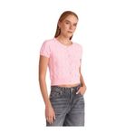 Dilvin Bisiklet Yaka Dokulu Düğmeli Triko Hırka, Standart, 101A60980, Pembe, Kadın