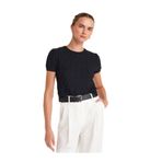 Dilvin Bisiklet Yaka Dokulu Triko Bluz, Standart, 101A10788, Siyah, Kadın