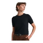 Dilvin Bisiklet Yaka Kısa Kol Basic Triko Bluz, Standart, 101A10779, Siyah, Kadın