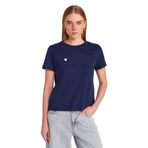 Dilvin Bisiklet Yaka Pamuklu T-shirt, 40, 101A30584, Lacivert, Kadın