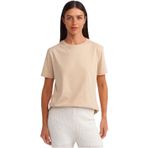 Dilvin Bisiklet Yaka Pamuklu T-shirt, 40, 101A30740, Açık Bej, Kadın