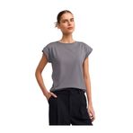 Dilvin Bisiklet Yaka Penye T-shirt, 38, 101A03504, Füme, Kadın