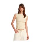 Dilvin Büzgülü Basic T-shirt, 36, 101A21054, Açık Sarı, Kadın