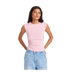 Dilvin Büzgülü Basic T-shirt, 36, 101A21054, Toz Pembe, Kadın