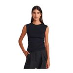 Dilvin Büzgülü Basic T-shirt, 38, 101A21054, Siyah, Kadın